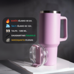 GESINTOS RAUSVOS spalvos termo gertuvė su daugkartiniu šiaudeliu