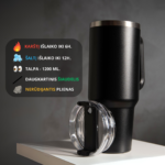 JUODOS spalvos termo gertuvė su daugkartiniu šiaudeliu