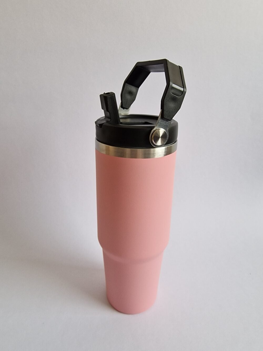 ROŽINĖS spalvos 900 ml termo gertuvė su atlenkiamu šiaudeliu - Image 2