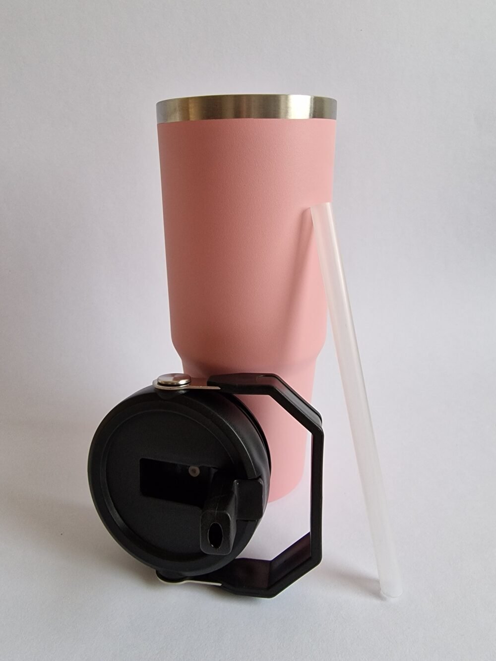 ROŽINĖS spalvos 900 ml termo gertuvė su atlenkiamu šiaudeliu - Image 3